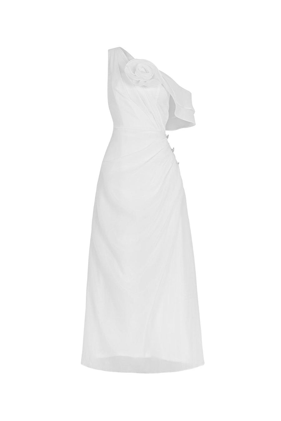 Adora A-line Asymmetric Neck Silk Organza Ankle Length Dress Maxi Dress LaLING