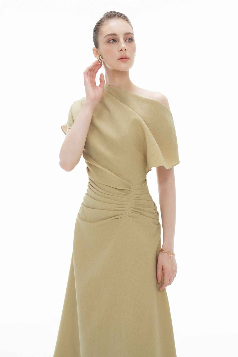 Olivia Asymmetric Sleeve Maxi Dress