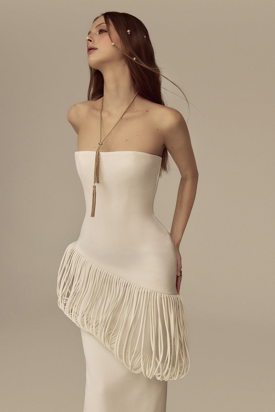 Isolara Straight Across Fringe Maxi Dress 2