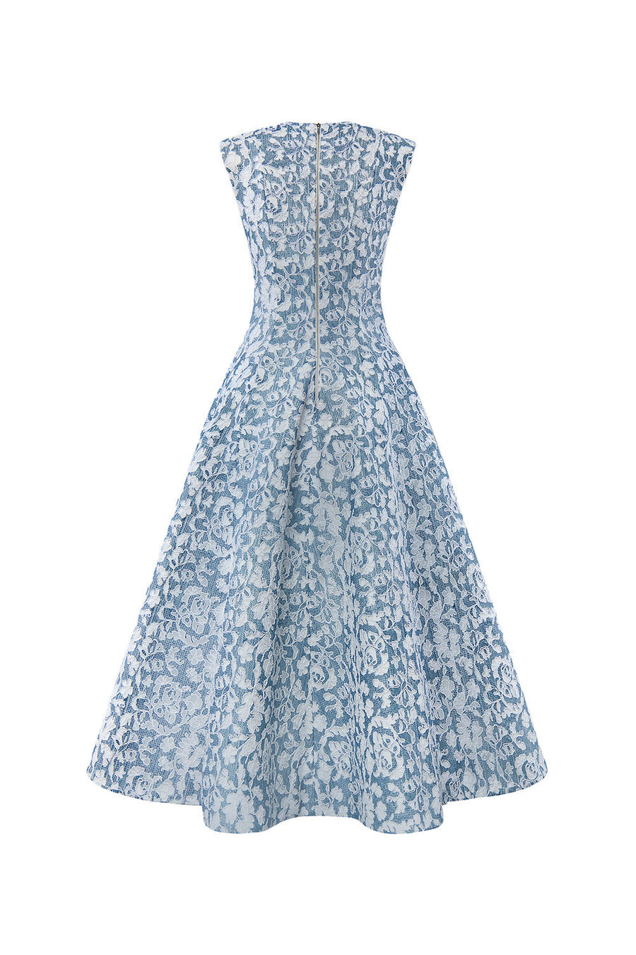 Azure Dream Fit and Flare Sleeveless Taffeta Midi Dress Midi Dress CHYMEOCHY
