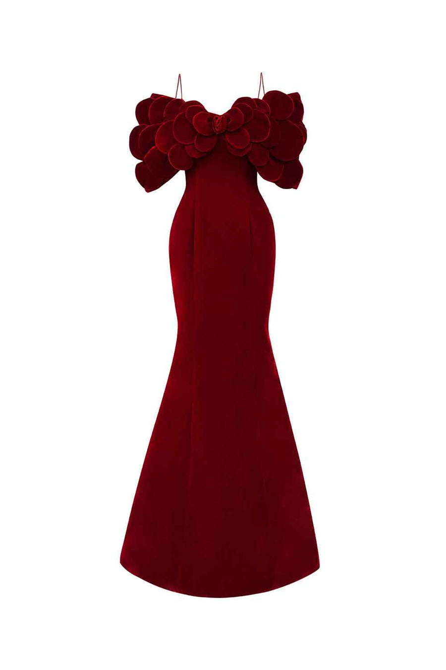 Dawson Trumpet Cold Shoulder Sleeved Polyester Floor Length Dress