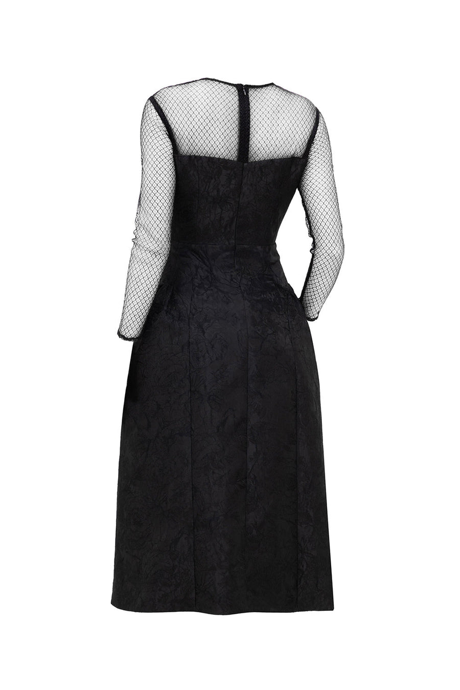 Orchid A-line V-Neck Jacquard Calf Length Dress Midi Dress IVY moda