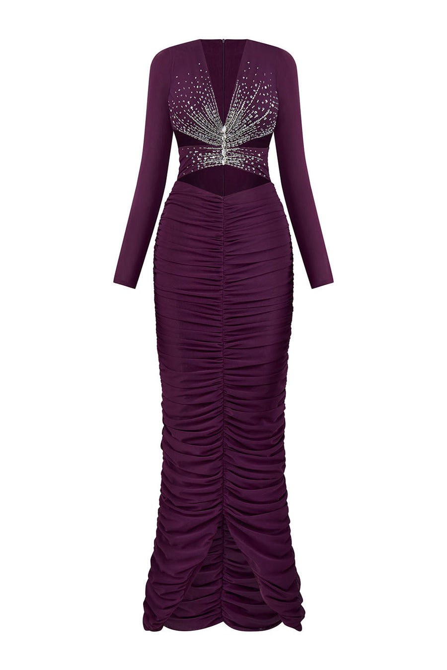 Aquila Gathered Cut-Out Mesh Spandex Ankle Length Dress Gown Dress Calista de Minh Thanh