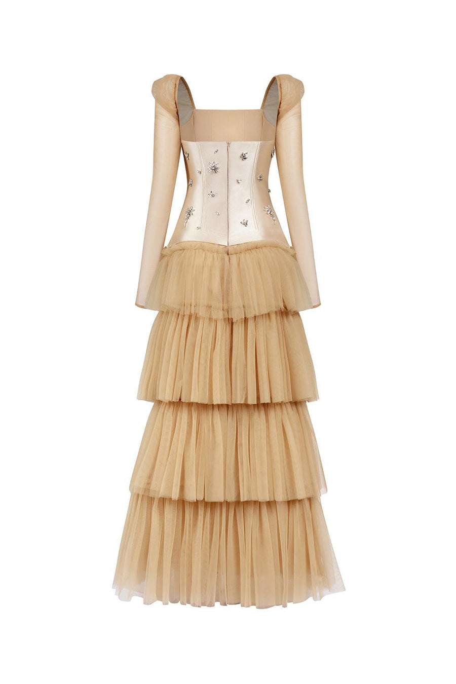 Imperium Layered Corset Waist Mesh Taffeta Maxi Dress Maxi Dress Calista de Minh Thanh