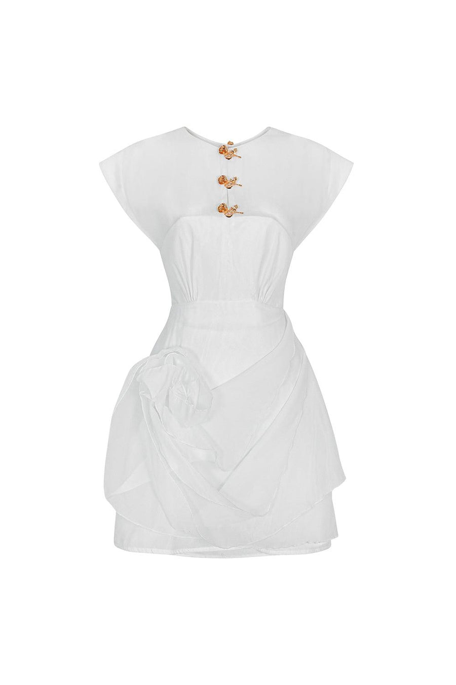 Clover A-line Jewel Neck Organza Mini Dress Mini Dress LaLING