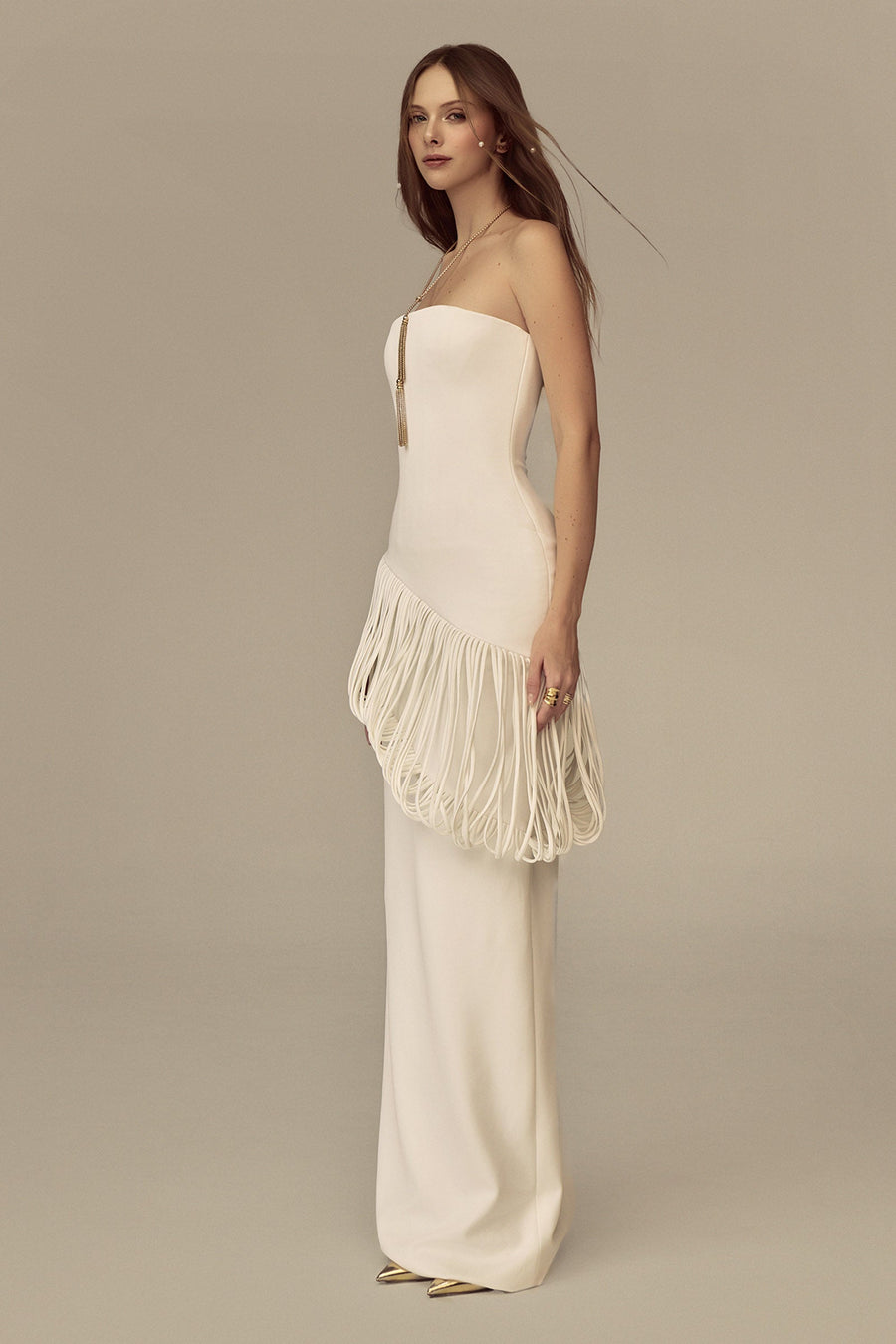 Isolara Straight Across Fringe Maxi Dress 4