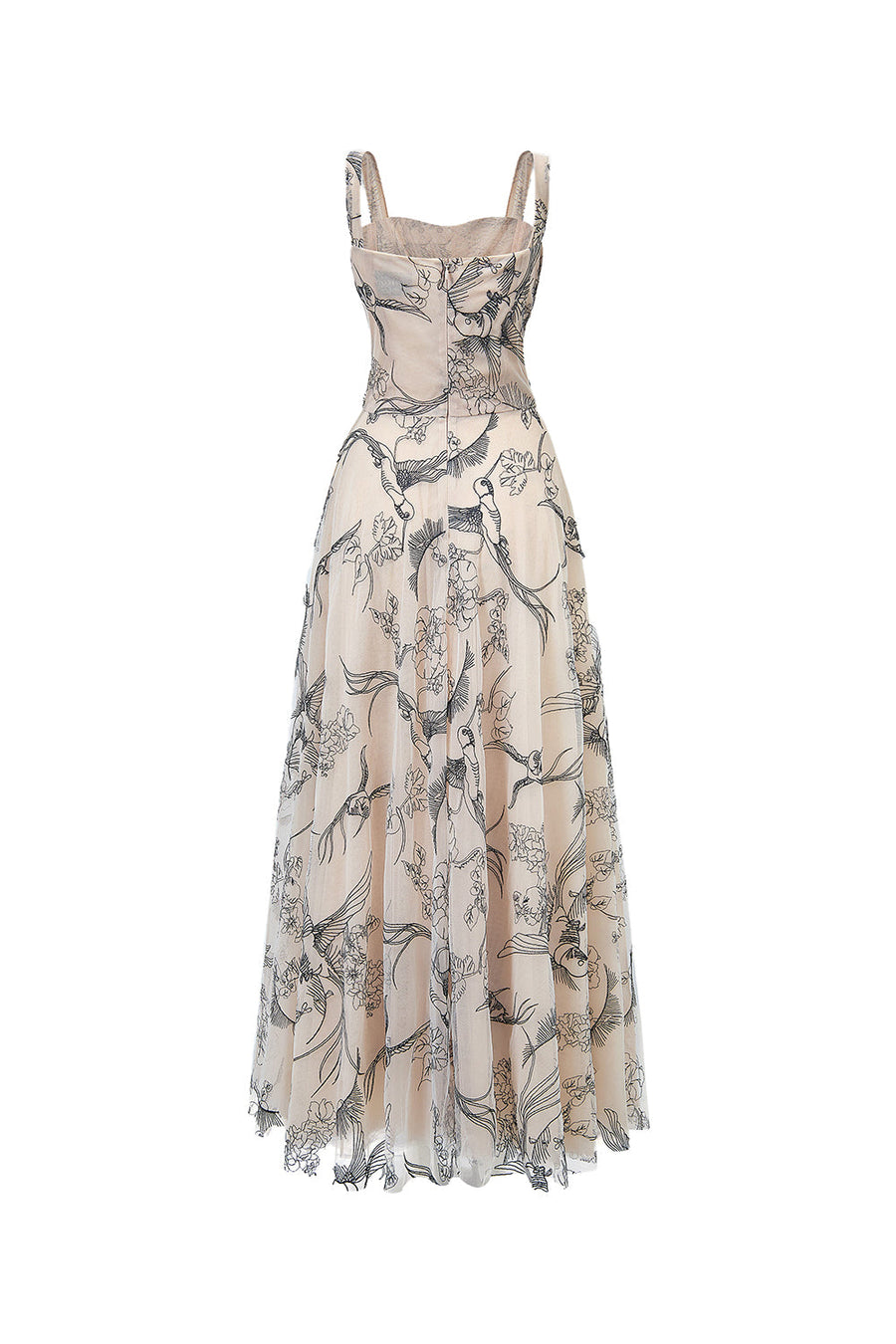 Timeless Crane A-line Semi-Heart Neck Tulle Maxi Dress Maxi Dress CHYMEOCHY