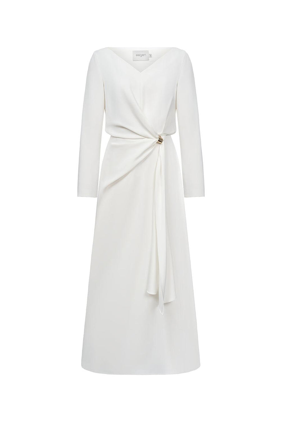 Belle Sarong Long Sleeved Cotton Silk Ankle Length Dress White Maxi Dress Eegen Studio