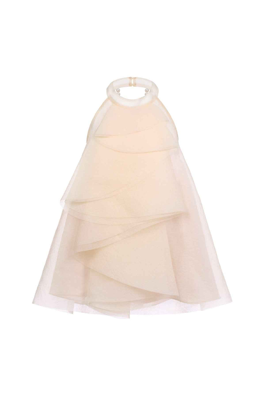 Emily Trapezoid Halter Neck Crinkle Organza Top