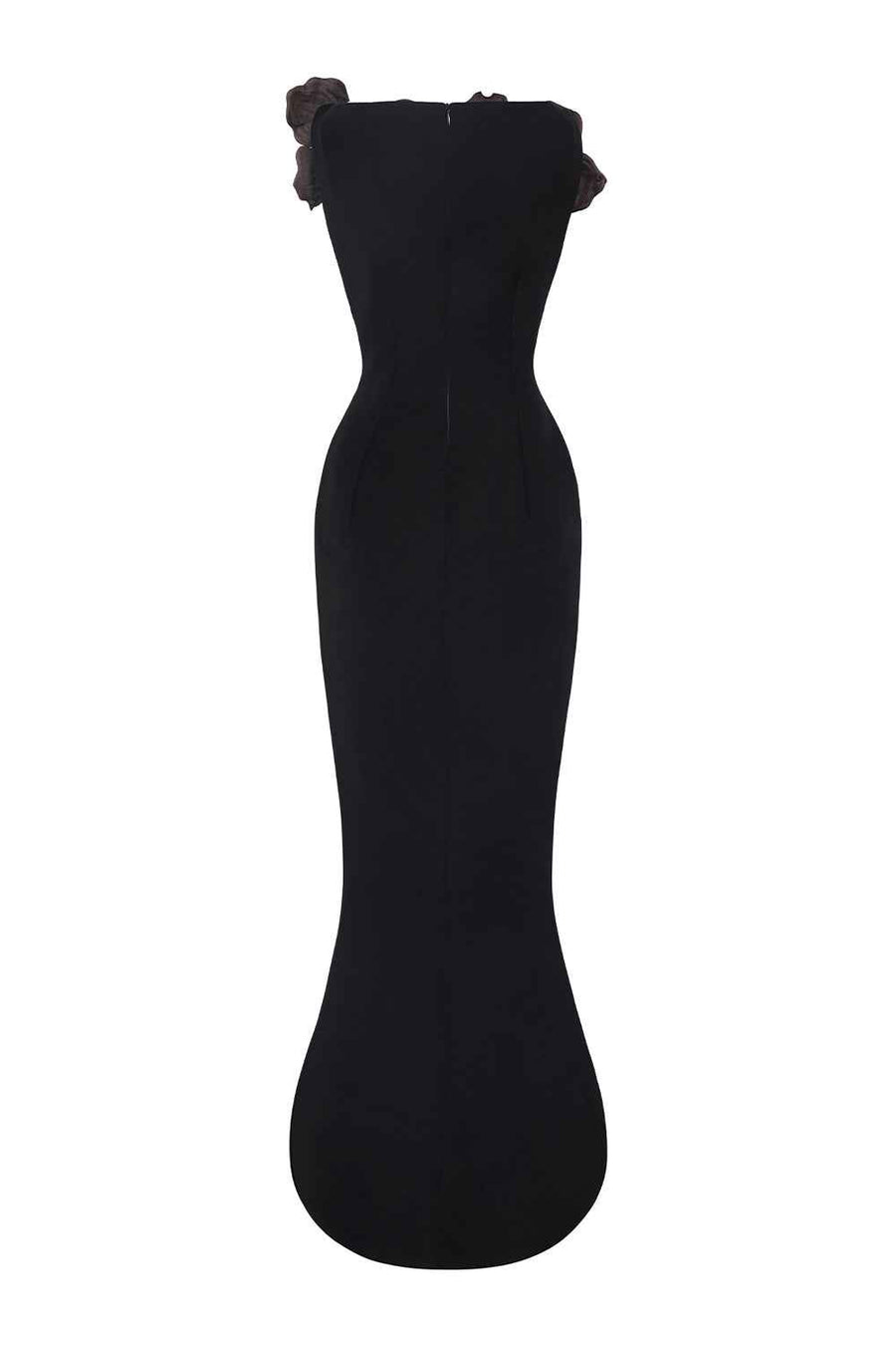 Haisley Sheath Boat Neck Satin Crepe Maxi Dress Maxi Dress Lecia RTW