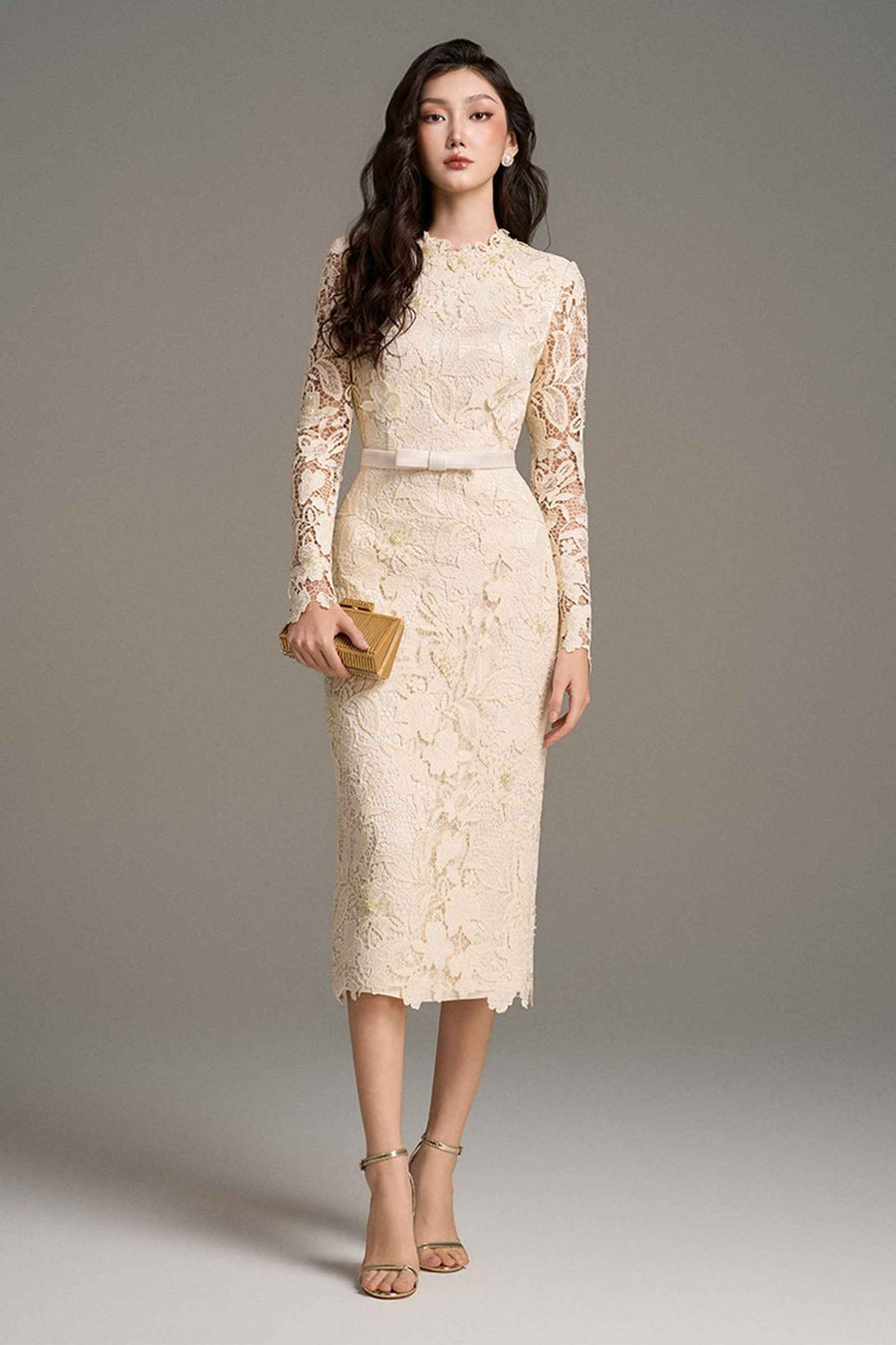 Solenne Lace Midi Dress