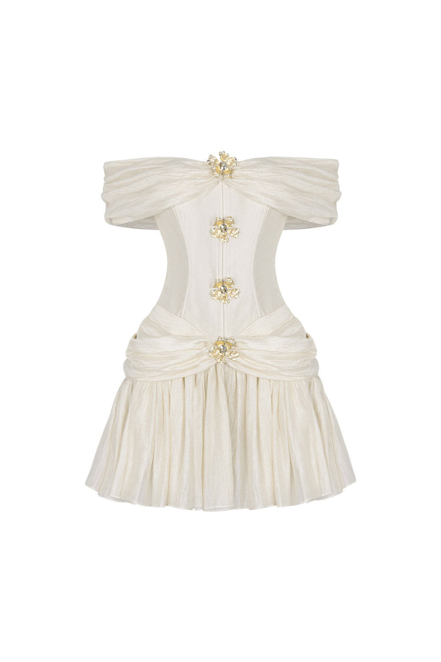 Emerald Fit and Flare Corset Waist Chiffon Mini Dress Vanilla Mini Dress LINH PHUNG