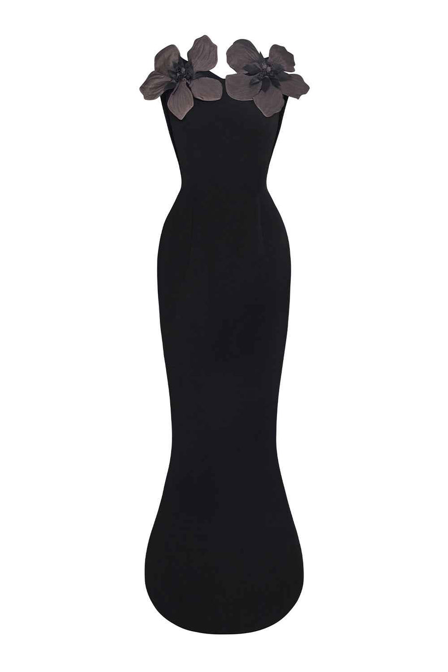 Haisley Sheath Boat Neck Satin Crepe Maxi Dress Maxi Dress Lecia RTW