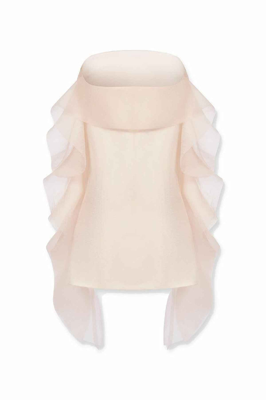 Ellie Strapless Extended Flap Crinkle Organza Mini Dress