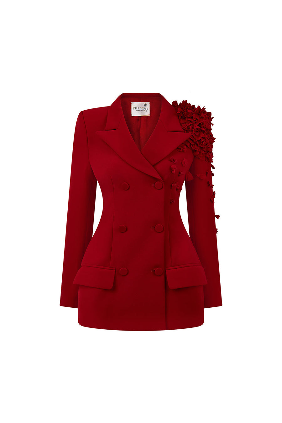 Violeta Structured Notch Lapel Poly Silk Blazer 1