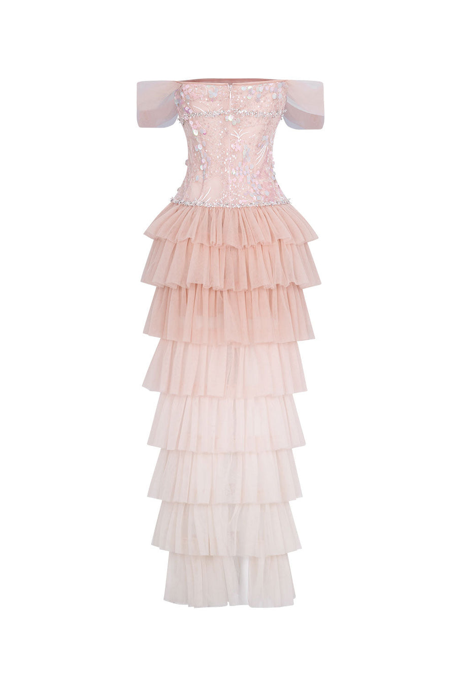 Mirabelle Layered Off-Shoulder Tulle Ankle Length Dress Maxi Dress LINH PHUNG