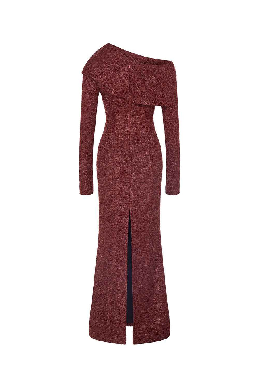 Wilcoxie Trumpet Asymmetric Neck Tweed Maxi Dress Maxi Dress Lecia RTW