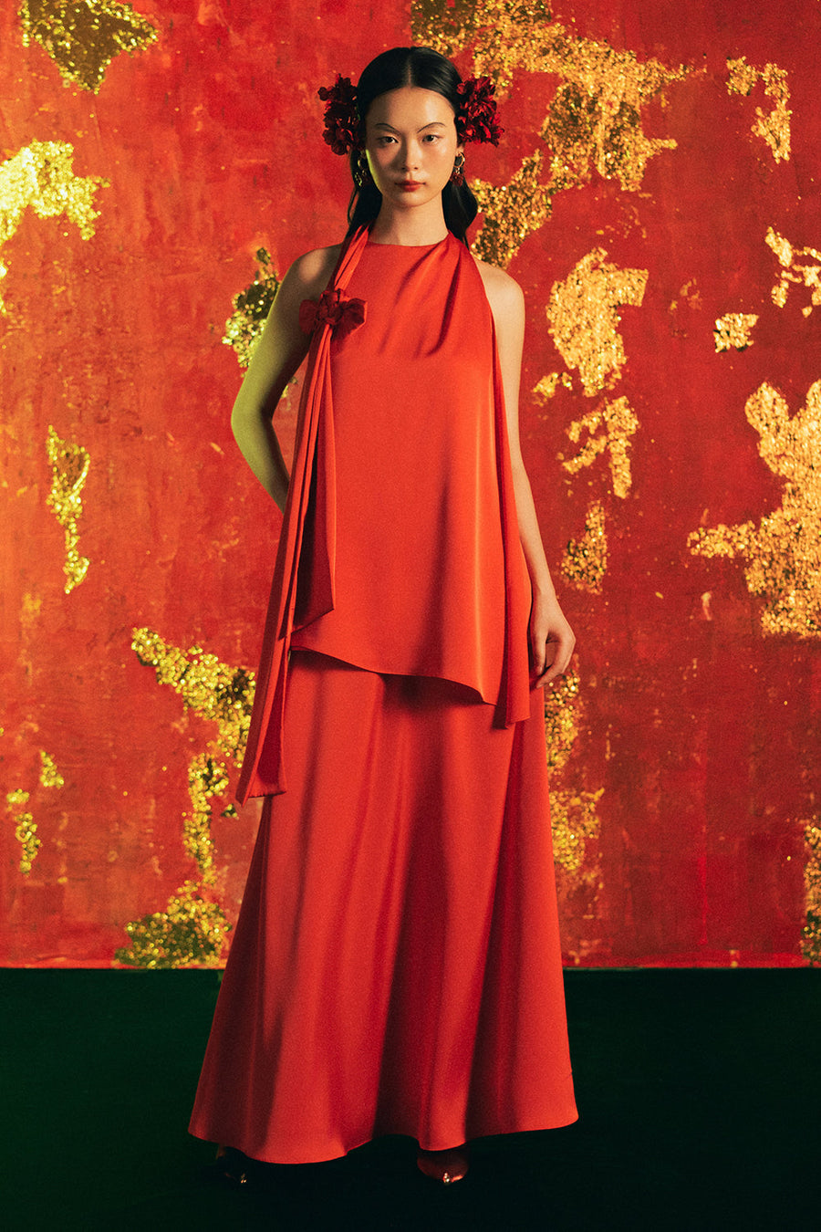 Thieu Hoa Asymmetric Synthetic Silk Top 1