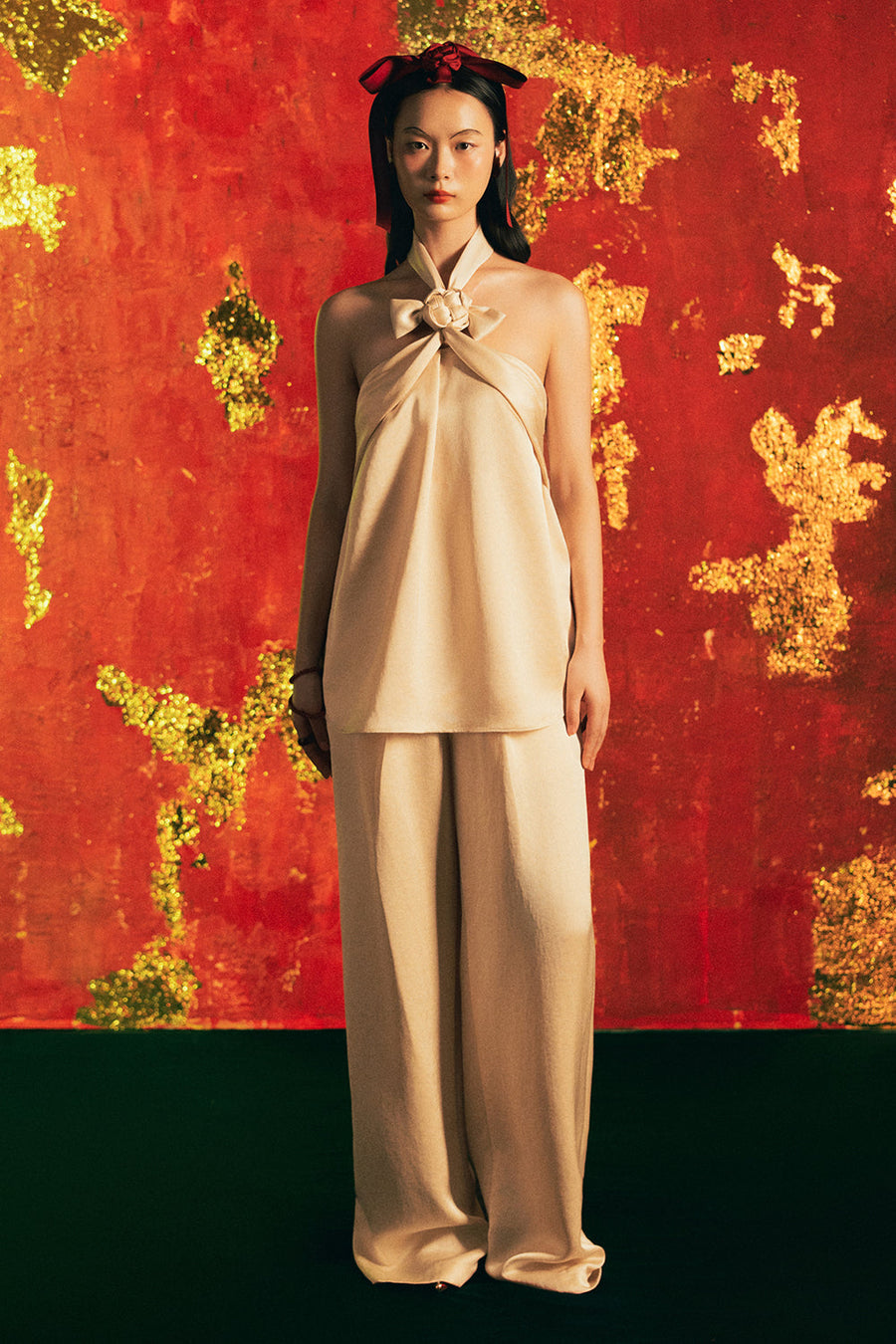Cat Tuong Straight Synthetic Silk Pants 1