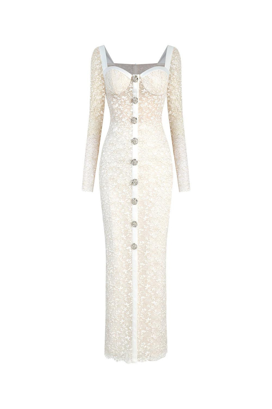 Noble Sheath Single Breasted Lace Midi Dress Midi Dress Calista de Minh Thanh