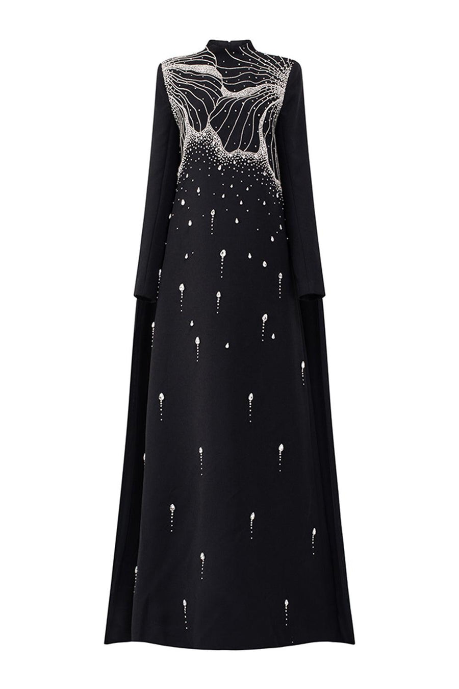 Jensen Straight Extended Flap Velvet Satin Floor Length Dress 1
