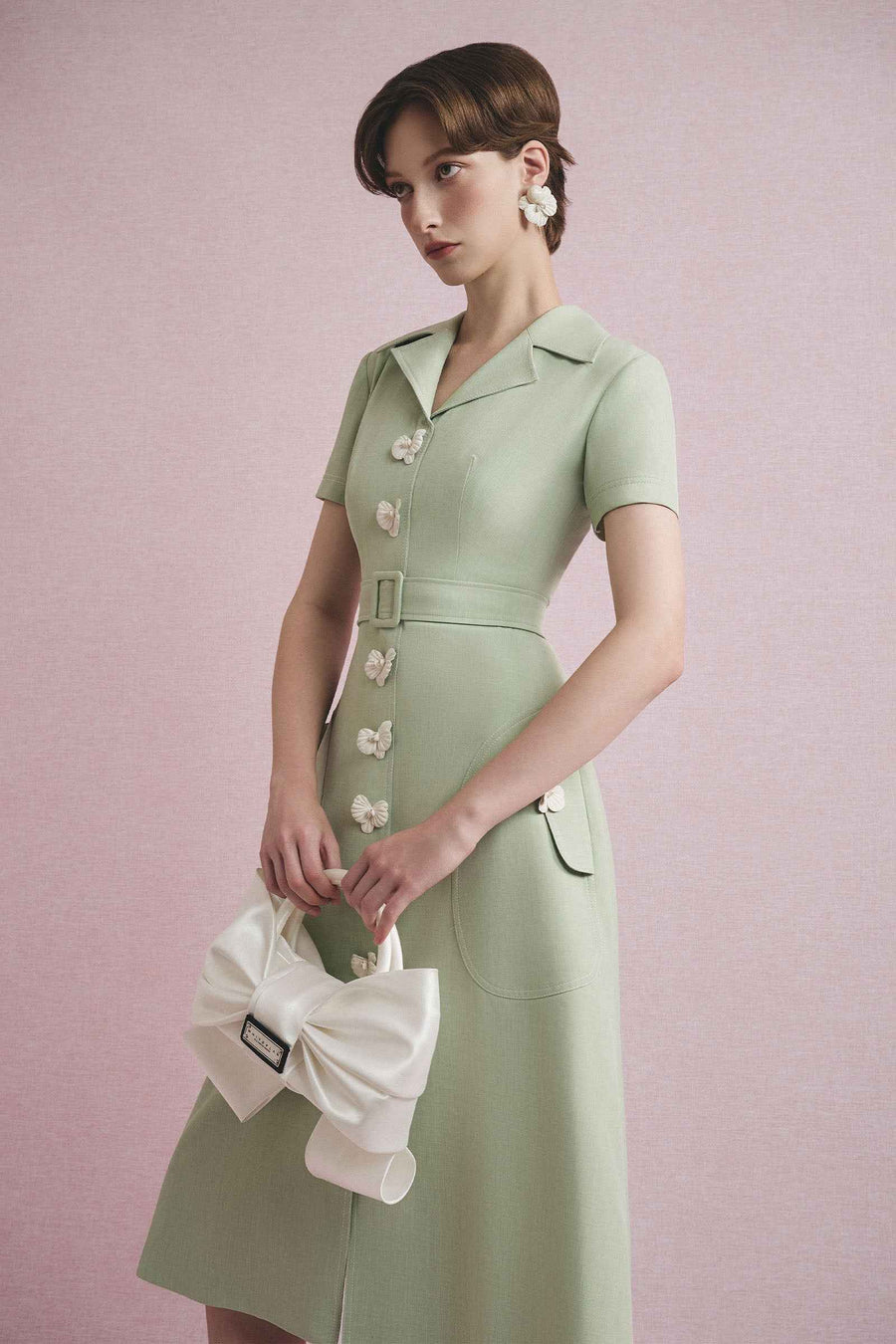 Pilian Notch Neck Midi Dress