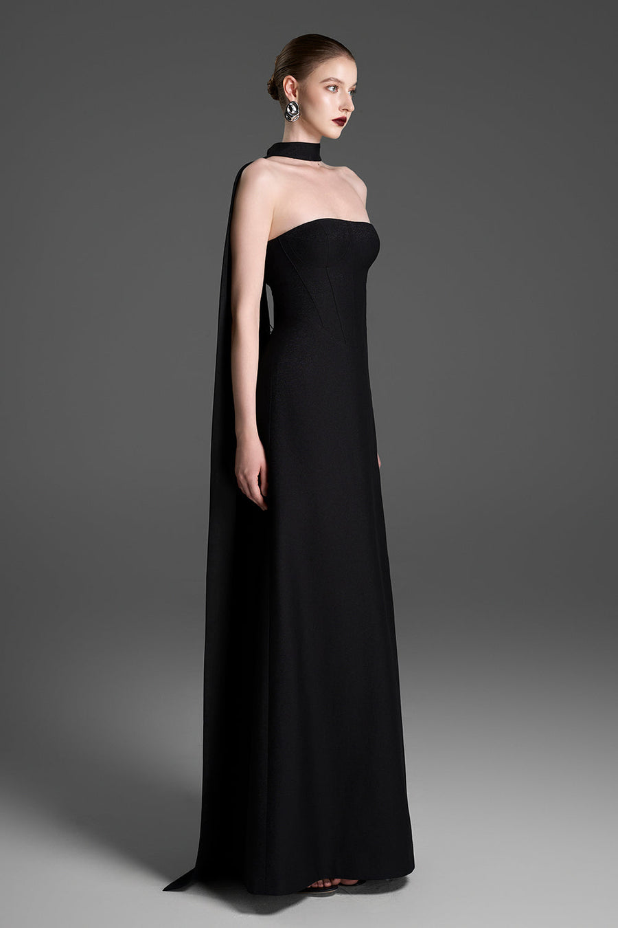 Petra Straight Across Synthetic Silk Maxi Dress 4