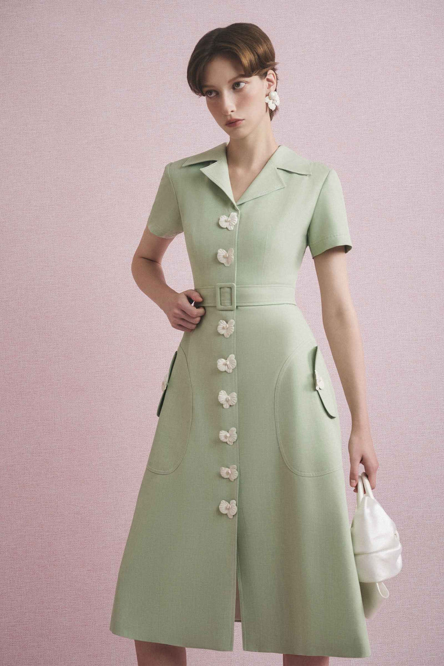Pilian Notch Neck Midi Dress