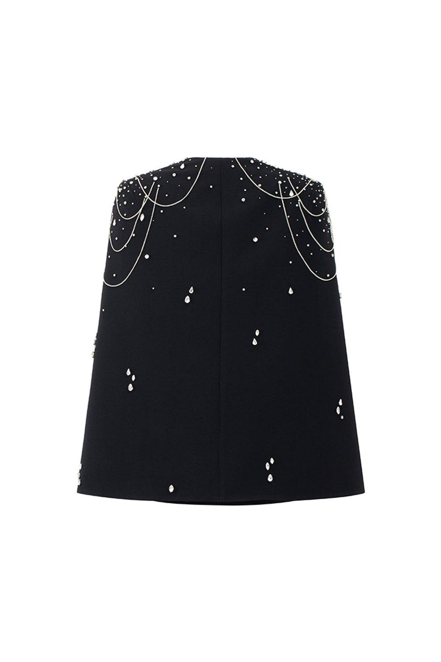 Ermias Straight Lapelless Velvet Satin Cape Cape TRACY STUDIO