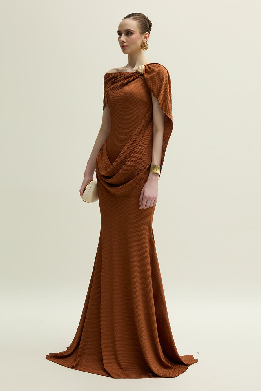 Devon Off-Shoulder Draped Maxi Dress 4