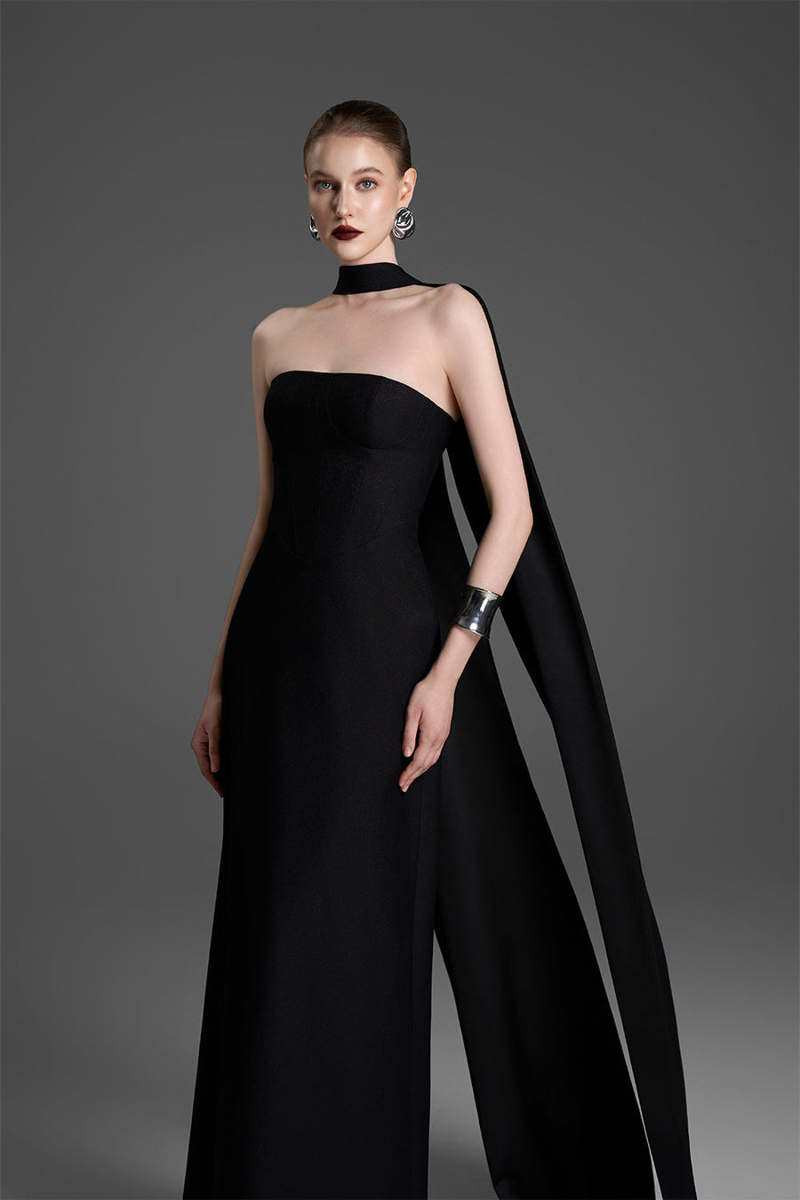 Petra Straight Across Synthetic Silk Maxi Dress 2