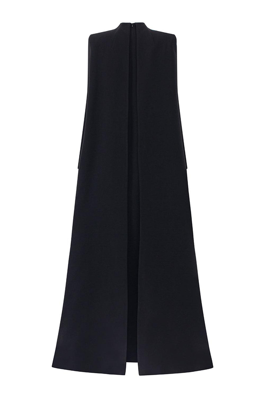 Lucero Trapezoid High Neck Velvet Satin Floor Length Dress 4