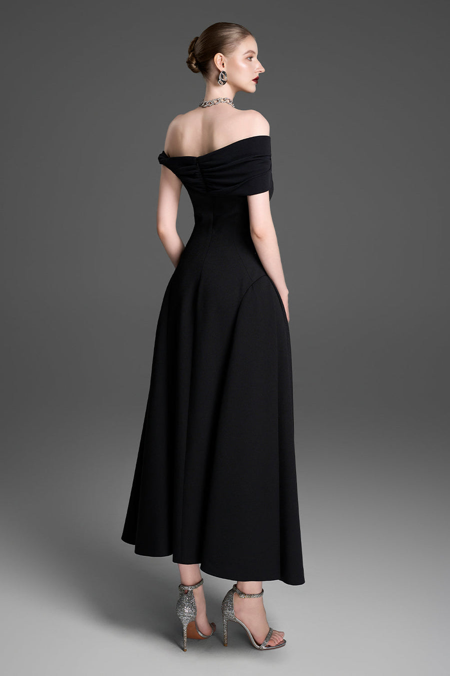 Aurelia Off-Shoulder Draped Midi Dress 3