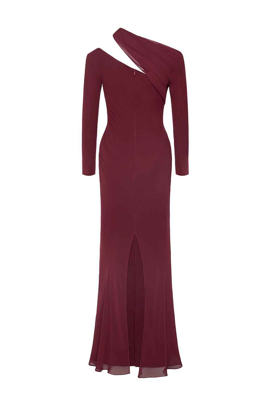 Sophia Sheath Asymmetric Neck Chiffon Maxi Dress Maxi Dress Lecia RTW