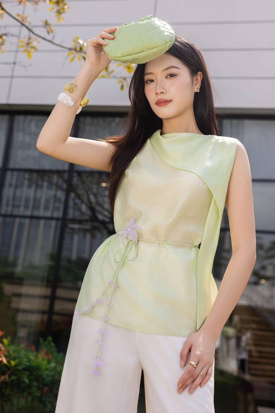 Thanh Bich Asymmetric Neck Top 4