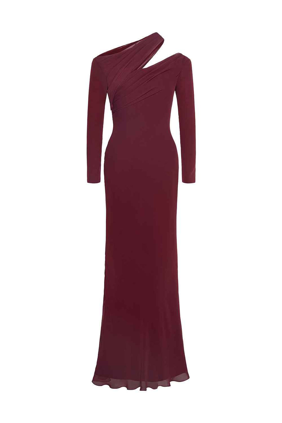 Sophia Sheath Asymmetric Neck Chiffon Maxi Dress Maxi Dress Lecia RTW