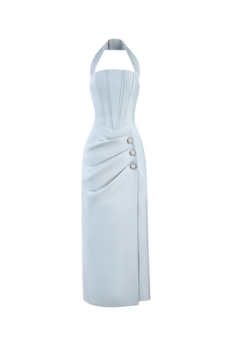 Morpho Halter Corset Taffeta Midi Dress Midi Dress Calista de Minh Thanh