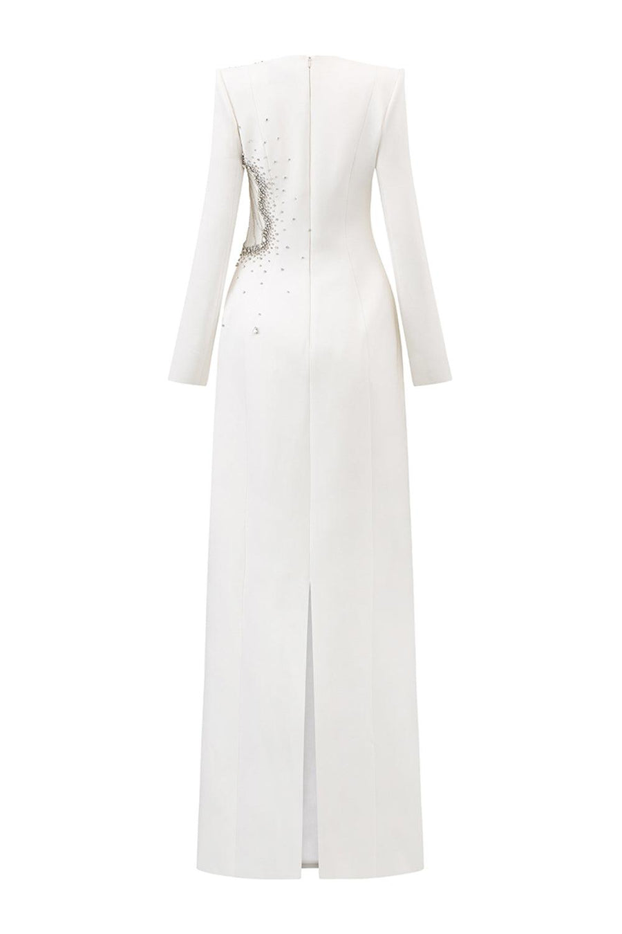 Ramirez Sheath Long Sleeved Crepe Floor Length Dress 6
