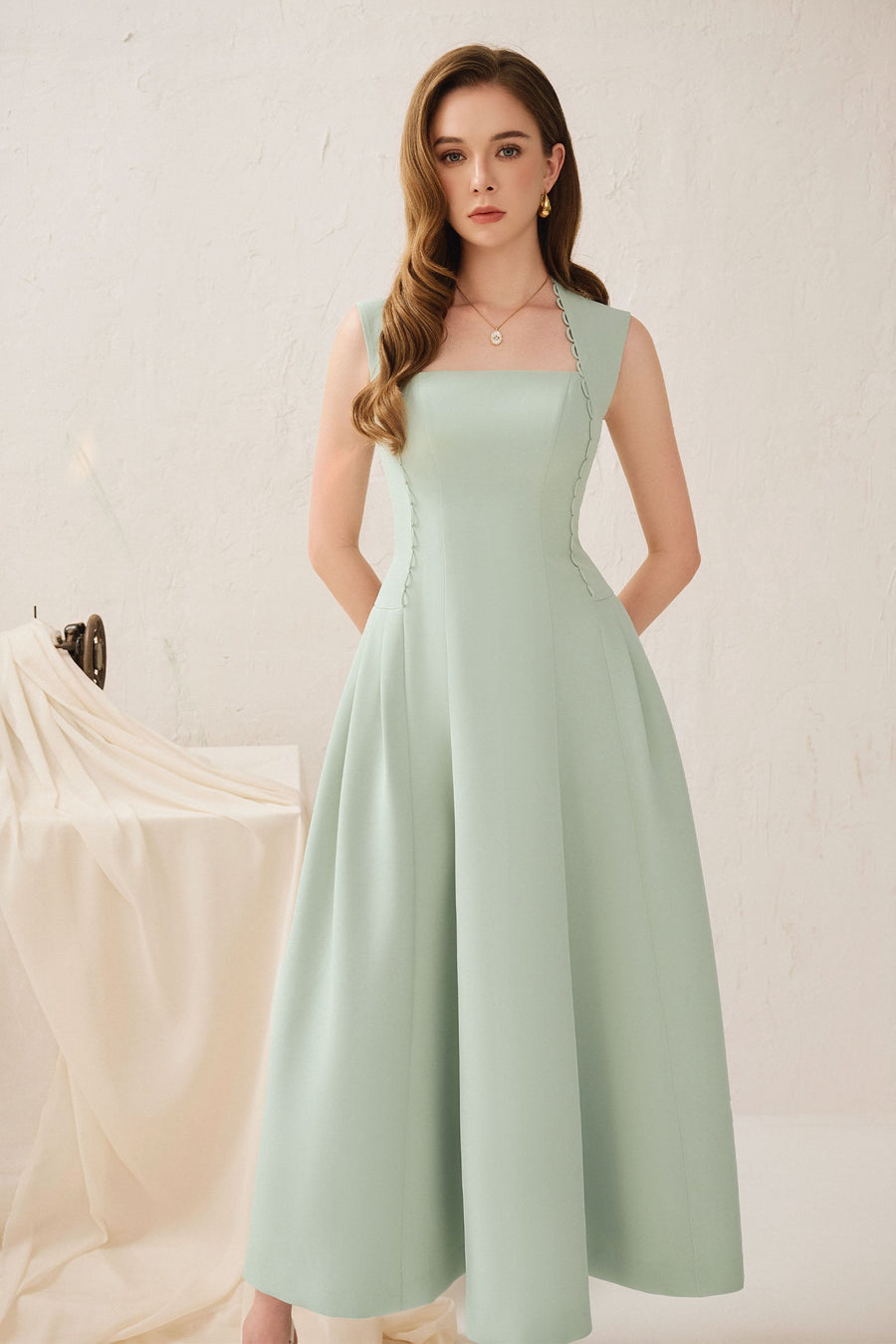 Katherine Trapeze Neck Midi Dress 5
