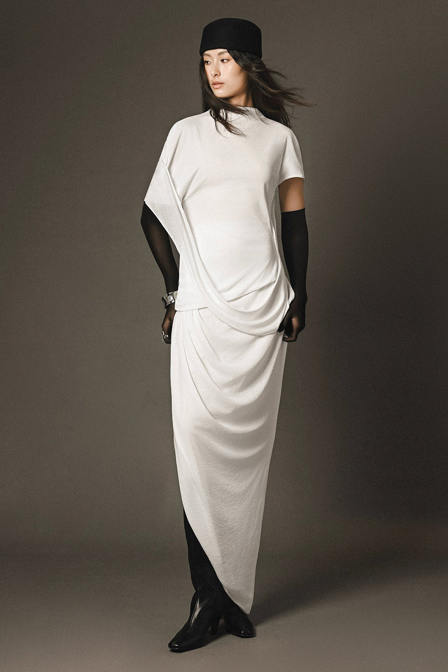 Luza Asymmetric Draped Skirt 1