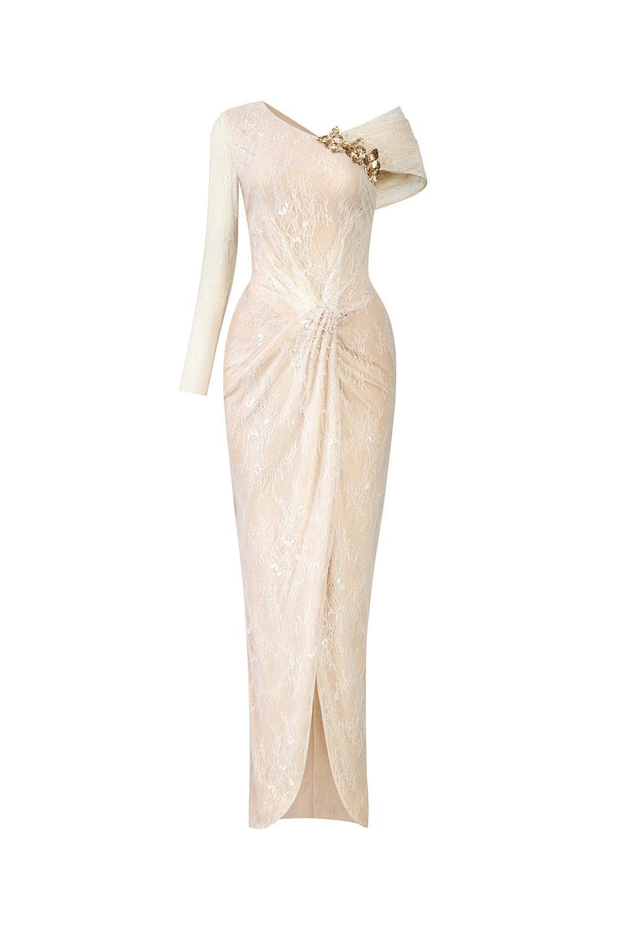 Arcturus Sarong Asymmetric Neck Mesh Lace Floor Length Dress Gown Dress Calista de Minh Thanh