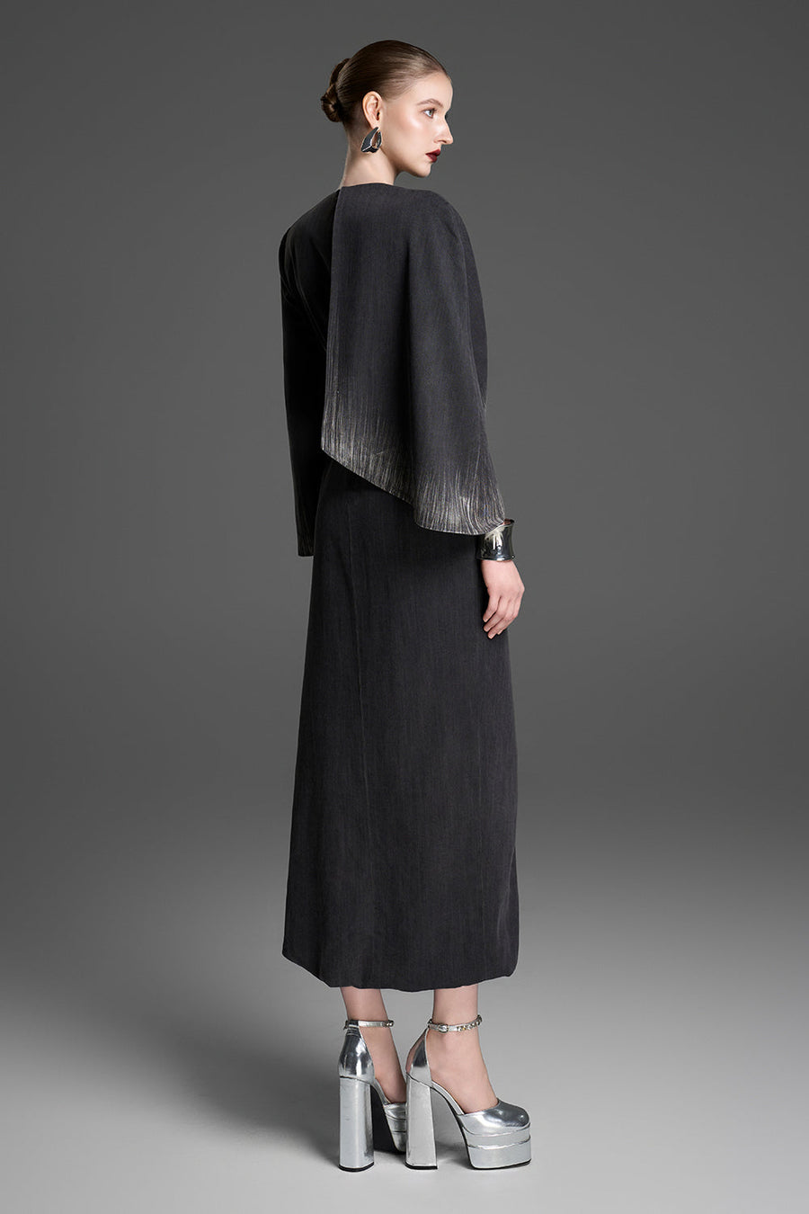 Ana Asymmetric Gathering Midi Dress 4