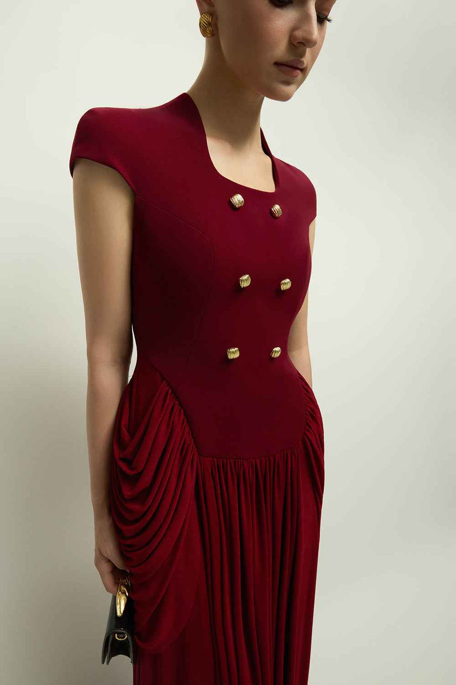 Esmee Square Neck Gathering Maxi Dress