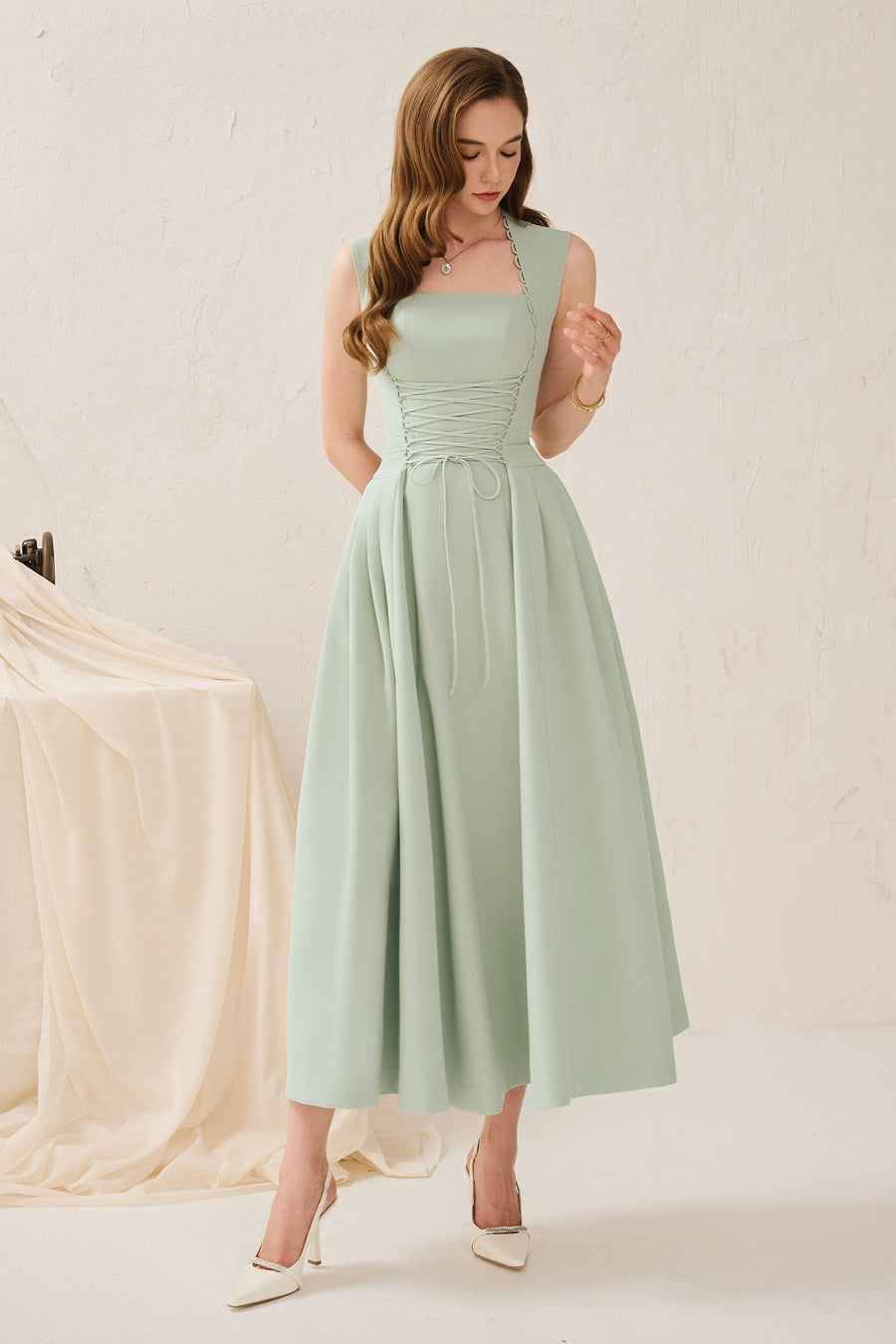 Katherine Trapeze Neck Midi Dress 4