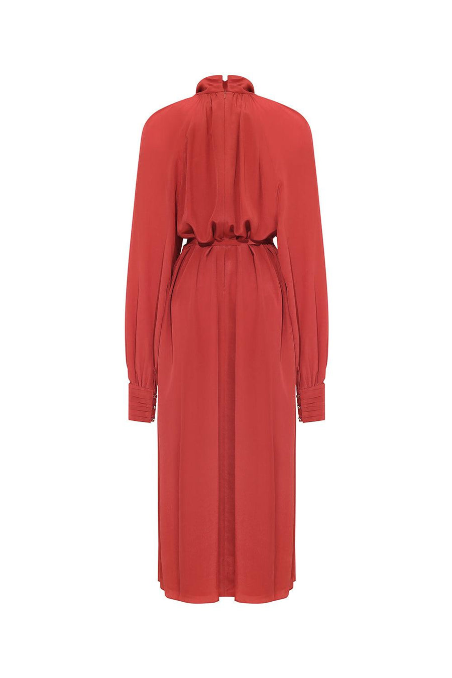 Palma Blouson Cuff Sleeved Crepe De Chine Midi Dress 5