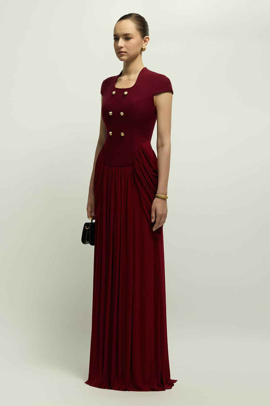 Esmee Square Neck Gathering Maxi Dress