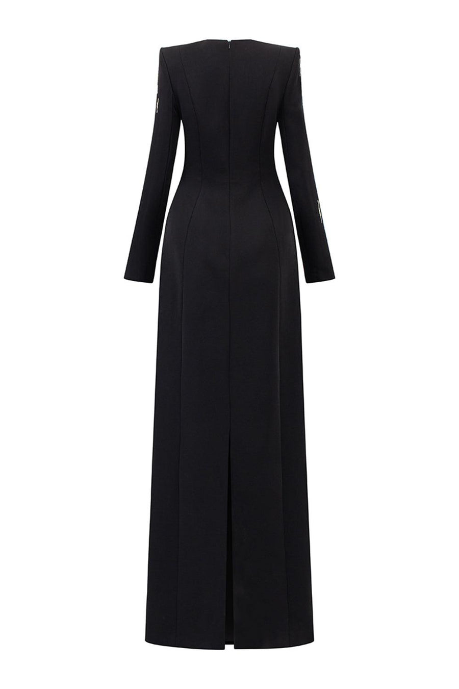 Ismael Sheath Stone Velvet Satin Floor Length Dress 4