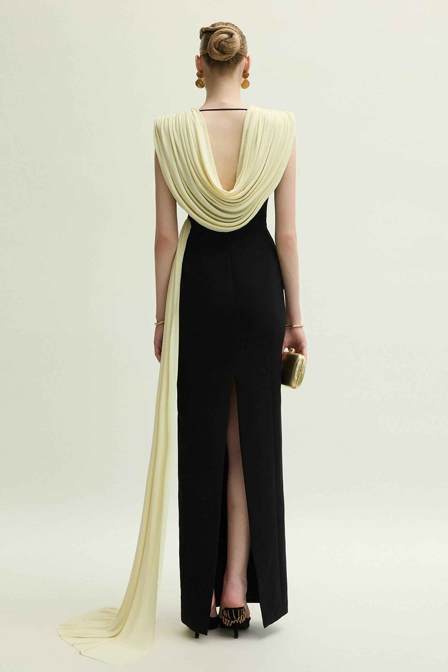 Panton V-Neck Draped Maxi Dress