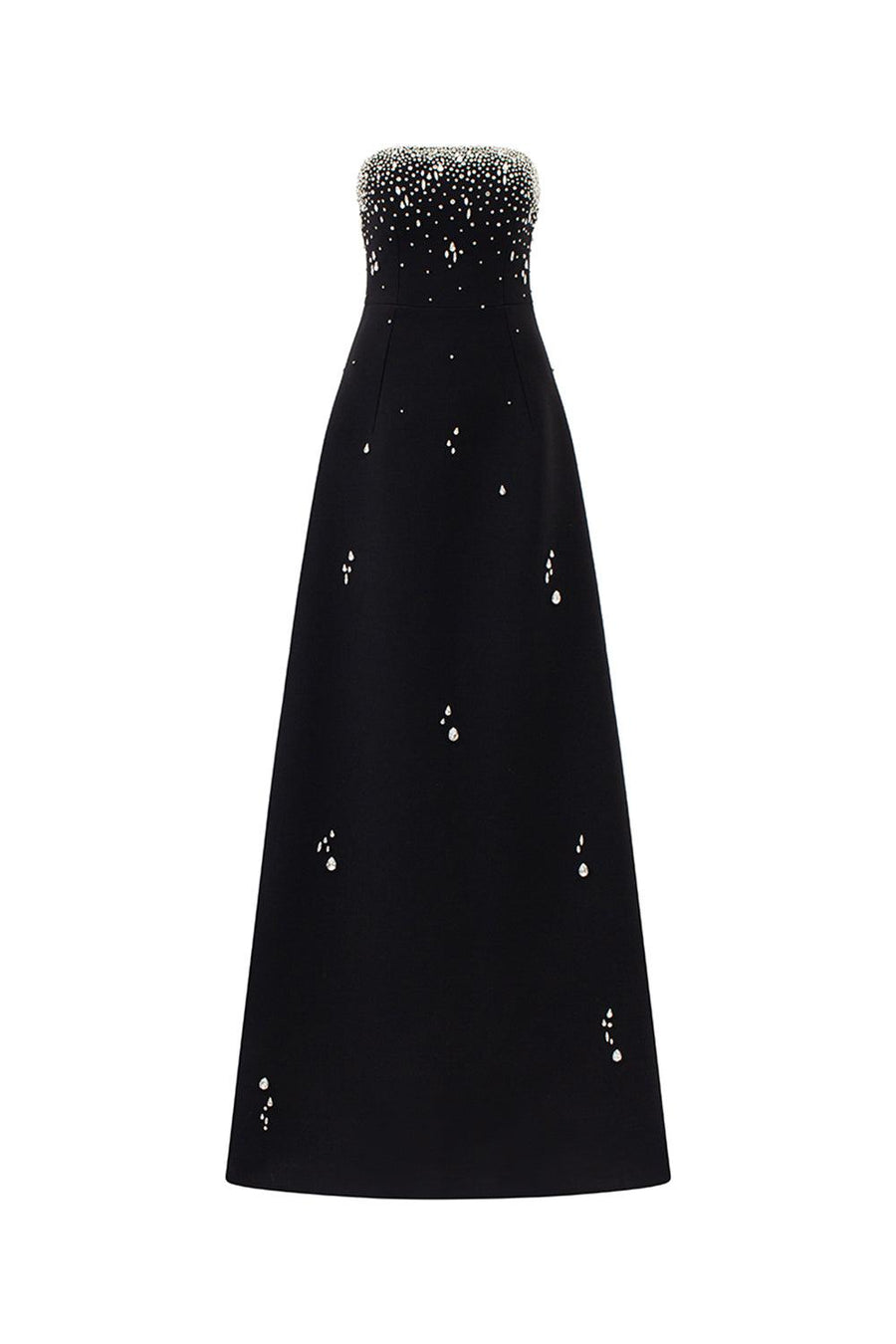 Ermias A-line Straight Across Neck Velvet Satin Floor Length Dress 1