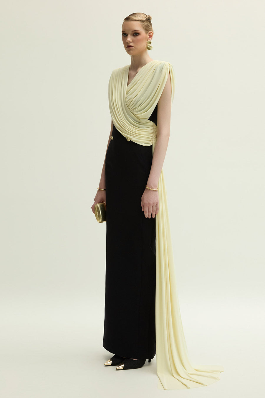 Panton V-Neck Draped Maxi Dress 5